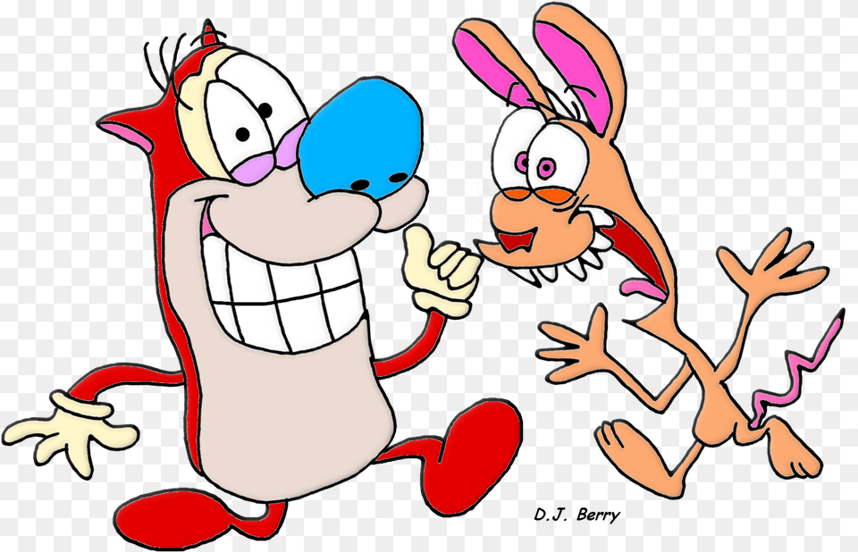 Stimpy And Ren No Parking Berry Nickelodeon, Cartoon, Baby, Person, Snowman Free Png Download