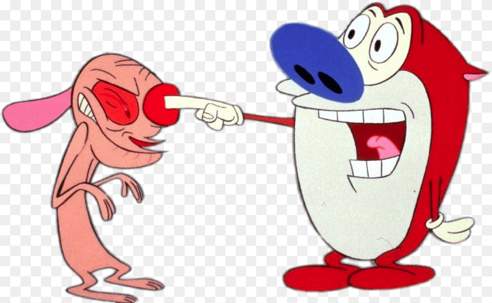 Stimpy Poking Rens Eye Cartoon, Baby, Person, Face, Head Free Transparent Png