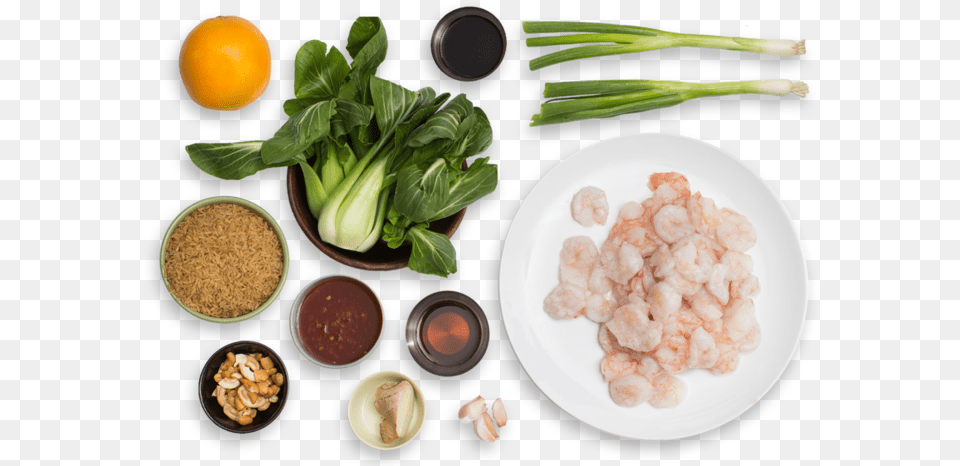 Stir Fried Orange Shrimp With Baby Bok Choy Brown Superfood, Food, Produce, Plant, Plate Free Png Download