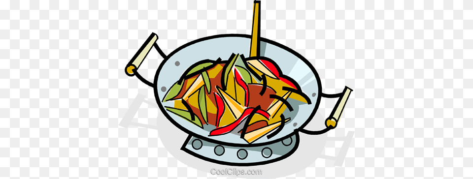 Stir Fry Cooking In A Wok Royalty Vector Clip Art, Cooking Pan, Cookware, Frying Pan, Bulldozer Free Transparent Png