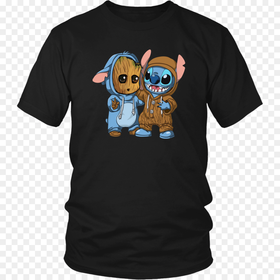 Stitch And Baby Groot T Shirt Superdesignshirt, Clothing, T-shirt, Person, Face Free Png Download