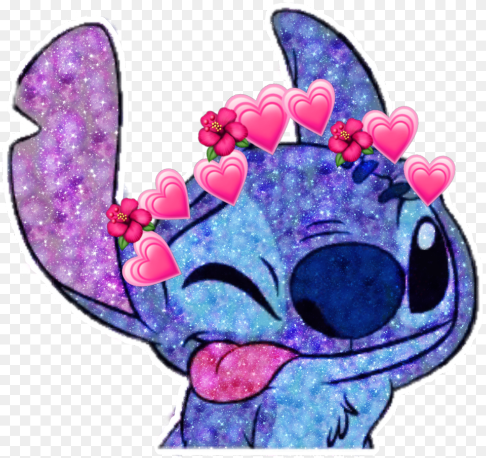Stitch Cute Love Heartcrown Hearts Heart Stitch With Heart Crown, Purple, Pattern, Accessories, Baby Png Image