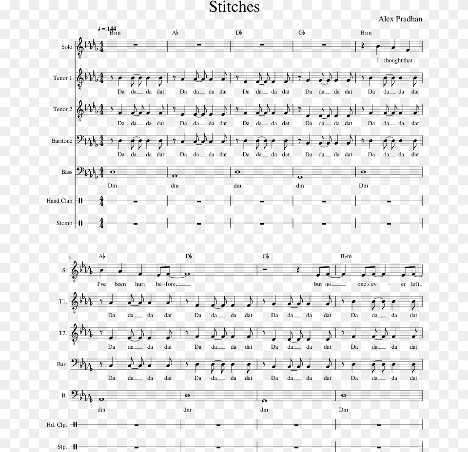 Stitches Sheet Music Composed By Alex Pradhan 1 Of Number, Gray Png Image