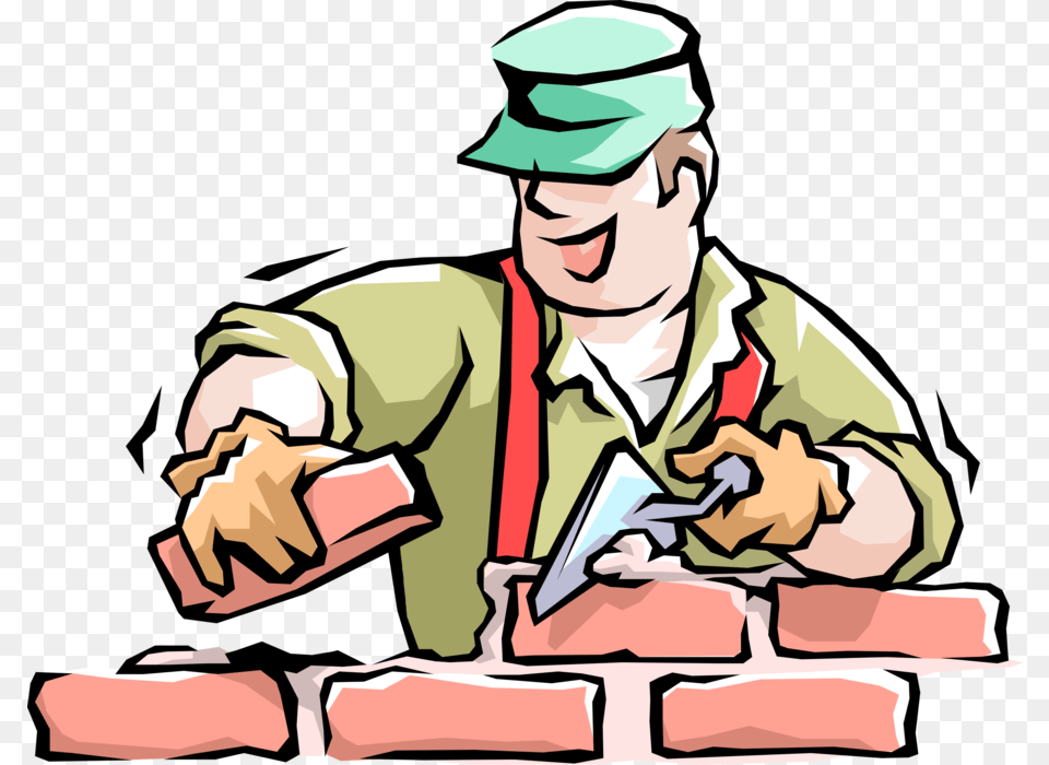 Stock Handyman Bricklayer Lays Masonry Cohesion Text, Adult, Male, Man, Person Png Image