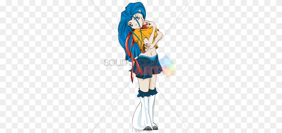 Stock Illustration Of Anime Character Blue Haired Girl Checking Pulse, Book, Clothing, Comics, Costume Free Transparent Png