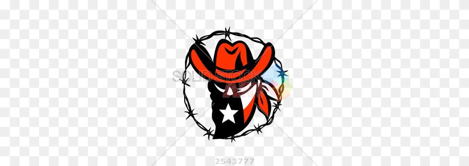 Stock Illustration Of Cartoon Texas Cowboy In Red Hat Inside, Clothing, Cowboy Hat, Bow, Weapon Png Image