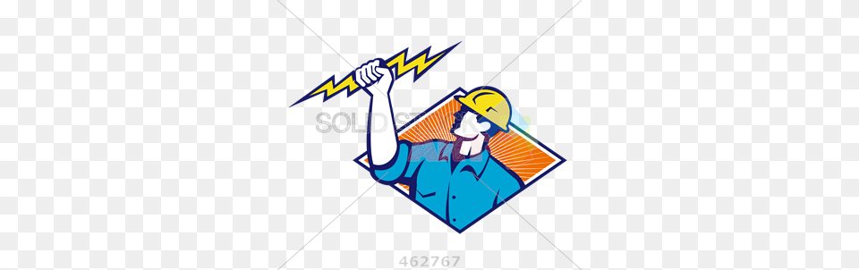 Stock Illustration Of Electrician Cartoon Logo Man Holding, Art, People, Person Free Transparent Png