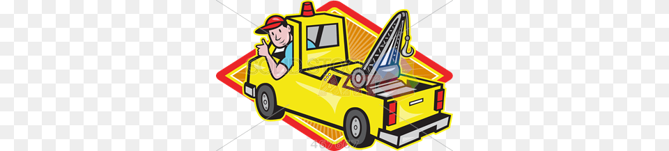 Stock Illustration Of Old Fashioned Cartoon Rendering Of Tow Truck, Tow Truck, Transportation, Vehicle, Bulldozer Free Png