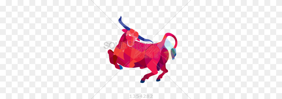 Stock Illustration Of Red Geometric Shape Longhorn Bull Prancing, Animal, Mammal, Person, Bullfighter Png Image