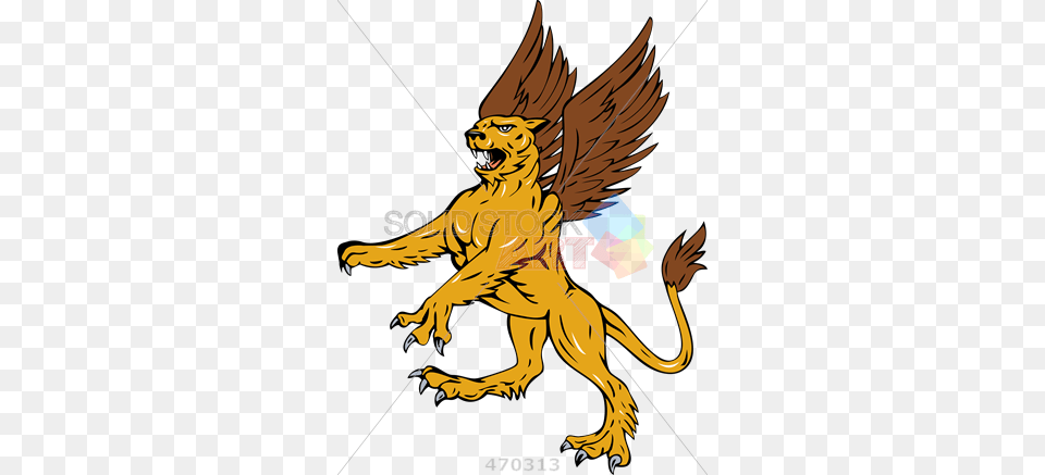 Stock Illustration Of Retro Cartoon Illustration Of Griffin Lion, Animal, Mammal, Wildlife, Person Free Png Download