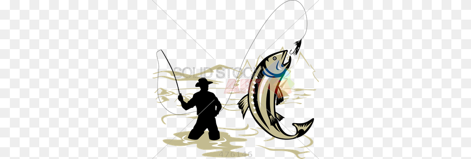Stock Illustration Of Retro Cartoon Rendering Of Fly Fishing, Animal, Sea Life, Food, Seafood Png Image