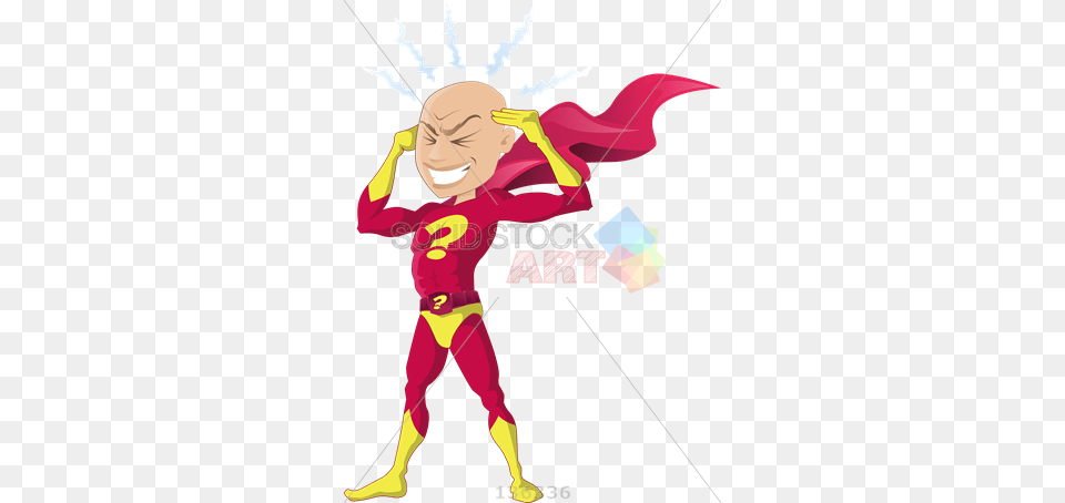 Stock Illustration Of Super Thinker Superhero With Red Cape Puts, Person, Book, Comics, Publication Png