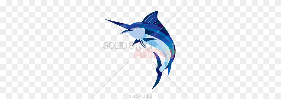 Stock Illustration Of Vector Blue Marlin Jumping Side View, Animal, Sea Life, Bow, Weapon Free Png