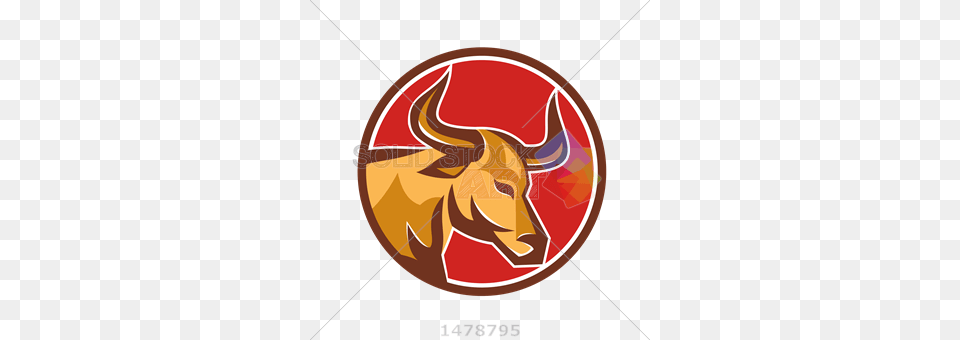 Stock Illustration Of Vector Cartoon Orange Texas Longhorn Bull, Animal, Mammal, Livestock, Cattle Free Png