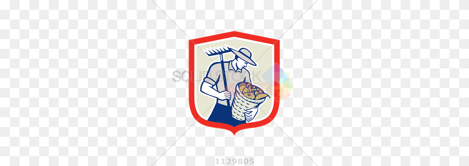Stock Illustration Of Vector Grey Male Farmer Holding Rake Basket, Baby, Person Free Transparent Png