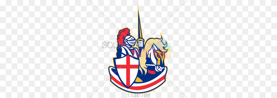 Stock Illustration Of Vector Knight With Sword Horse England Flag, Amusement Park Free Png Download