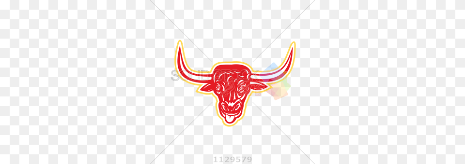 Stock Illustration Of Vector Red Bull Head Sticking Tongue Out, Bow, Weapon, Animal, Cattle Png Image