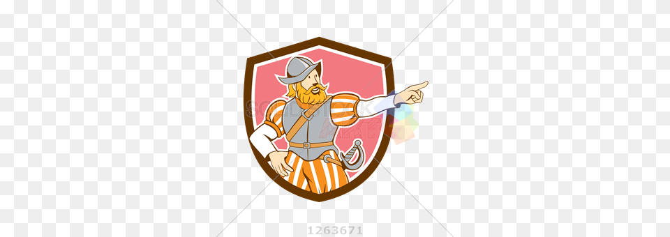 Stock Illustration Of Vector Spanish Conquistador In Grey Orange, Armor, Baby, Person, Shield Free Png Download