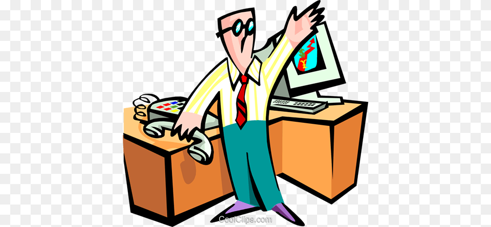 Stock Market Man, Desk, Furniture, Person, Table Png Image