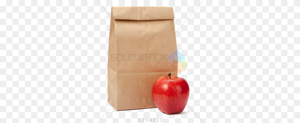 Stock Photo Of Brown Bag Lunch And Red Apple Brown Bag And Apple, Food, Fruit, Plant, Produce Png Image