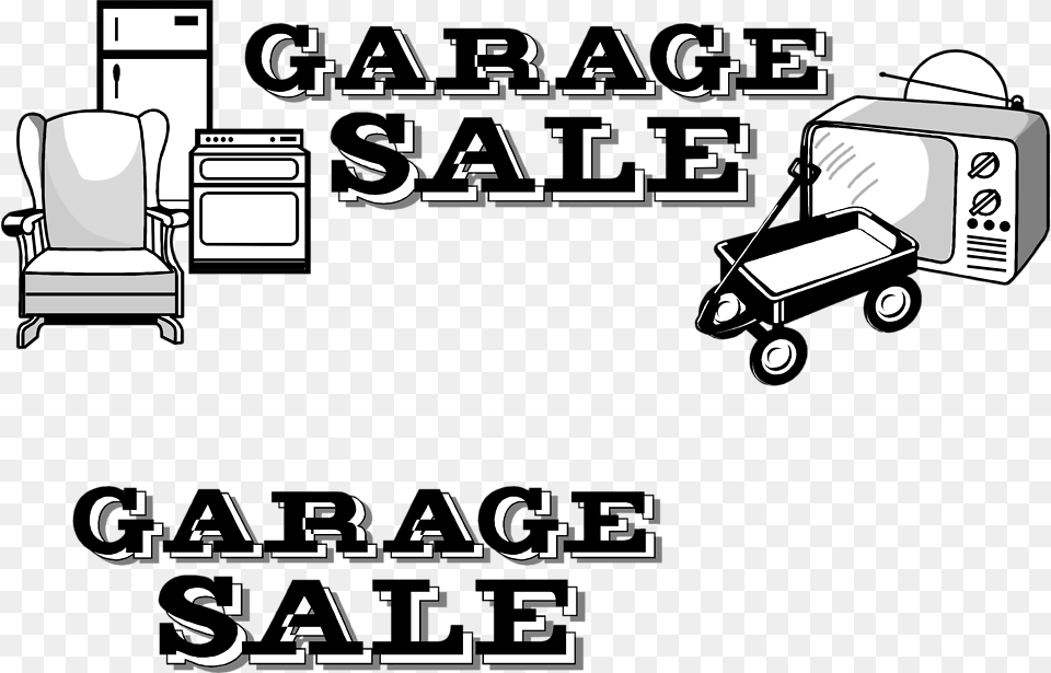 Stock Photos Garage Sale Clipart Black And White, Chair, Furniture, Text Free Png Download
