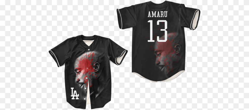 Stock Shakur Biggie Smalls Angeles Tupac Baseball Jersey, Clothing, Shirt, T-shirt, Face Free Png Download
