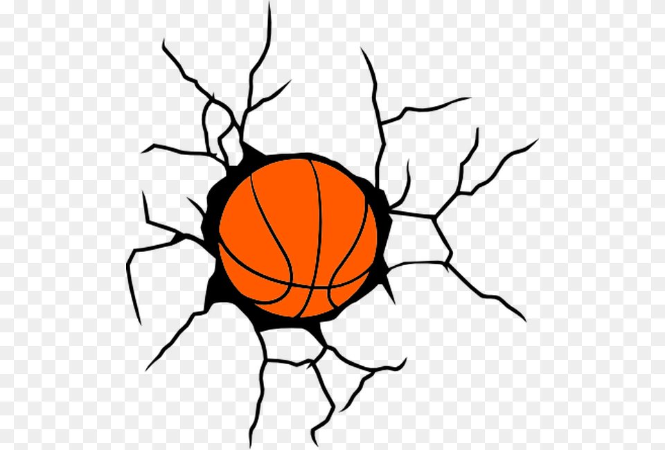 Stock Vector Broken Wall With Basketball Broken Wall Drawing, Ball, Basketball (ball), Sport, Sphere Free Transparent Png