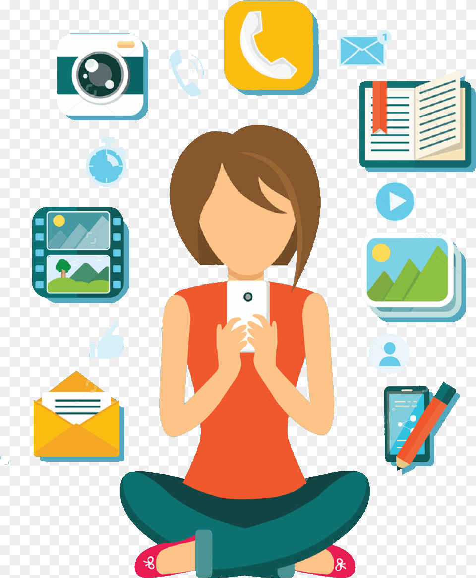 Stock Vector Woman User Smartphone Design Flat Computer Mobile Phone User, Photography, Baby, Person, Electronics Free Transparent Png