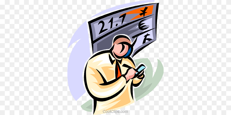 Stockbroker Working The Floor Royalty Vector Clip Art, Texting, Publication, Book, Phone Free Transparent Png