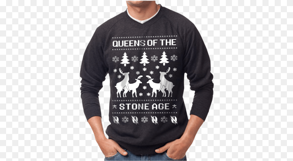 Stone Age Death From Above 1979 Qotsa Christmas Sweater, Clothing, Hoodie, Knitwear, Sweatshirt Free Png Download
