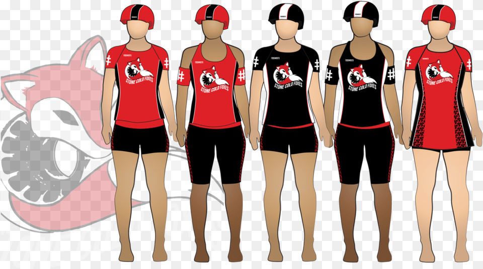 Stone Cold Foxes Roller Derby Uniform Collection Cartoon, T-shirt, Shorts, Person, People Free Png Download