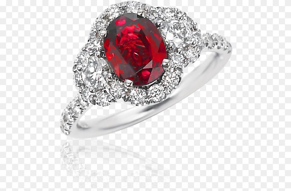 Stone Halo Diamond And Ruby Ring Pre Engagement Ring, Accessories, Gemstone, Jewelry, Silver Free Transparent Png