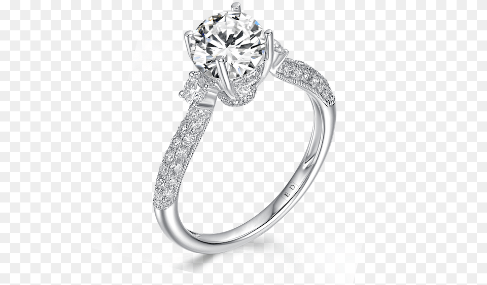 Stone Pave Engagement Ring, Accessories, Jewelry, Silver, Diamond Free Png Download