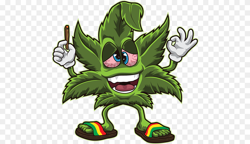 Stoned Cannabis Leaf Weed Smoking Weed Cartoon, Green, Plant, Baby, Person Free Png Download