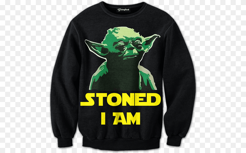 Stoned Yoda, Clothing, Knitwear, Long Sleeve, Sweatshirt Free Transparent Png
