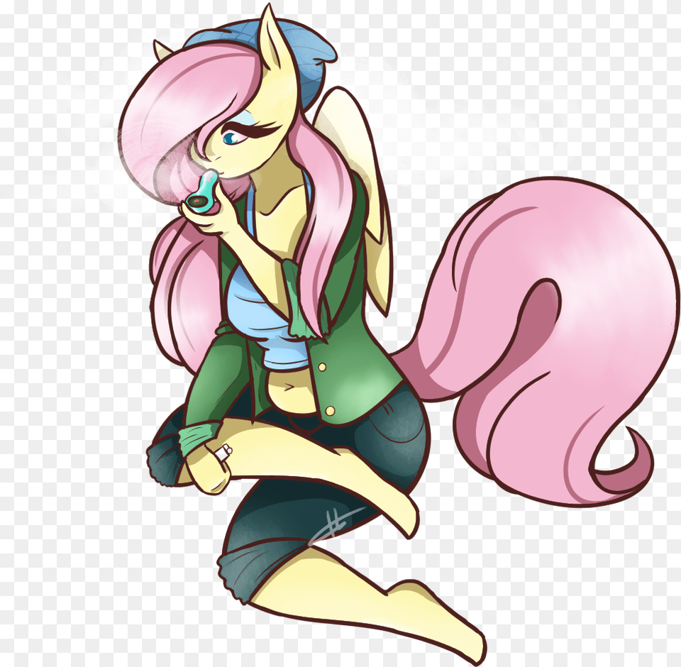 Stoner Fluttershy By Zombiechick147 Fluttershy Smoking Weed, Book, Comics, Publication, Face Free Png