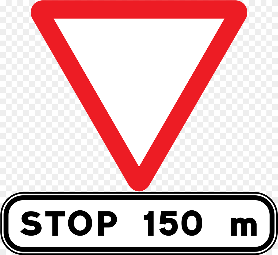 Stop Ahead Sign In Spain Clipart, Symbol, Triangle, Road Sign, Smoke Pipe Png