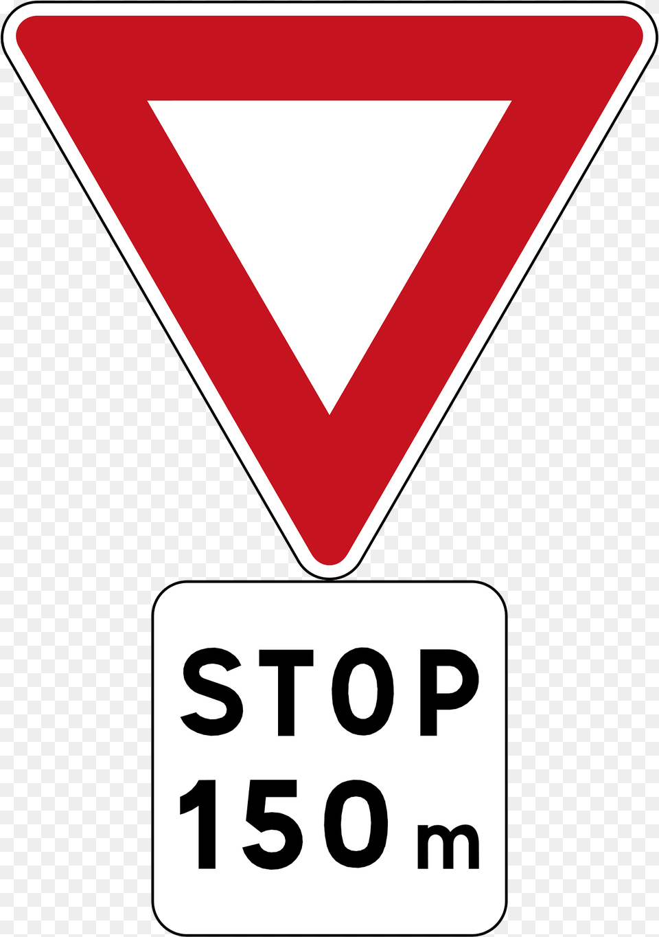 Stop Sign 150 Metres Ahead Clipart, Symbol, Road Sign, Dynamite, Weapon Png Image