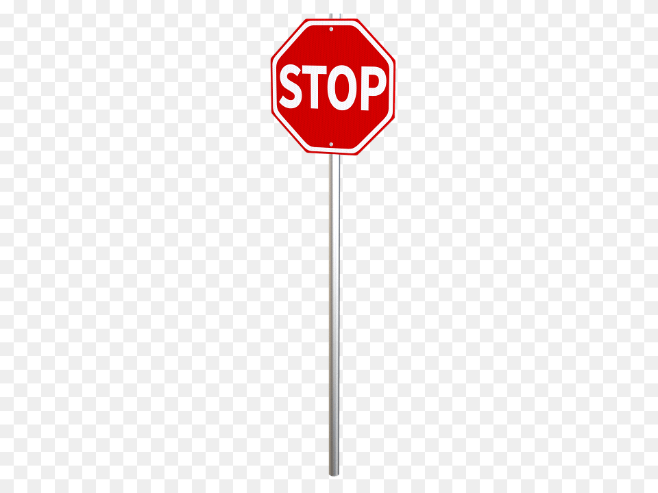 Stop Sign On Pole, Road Sign, Symbol, Stopsign Png Image