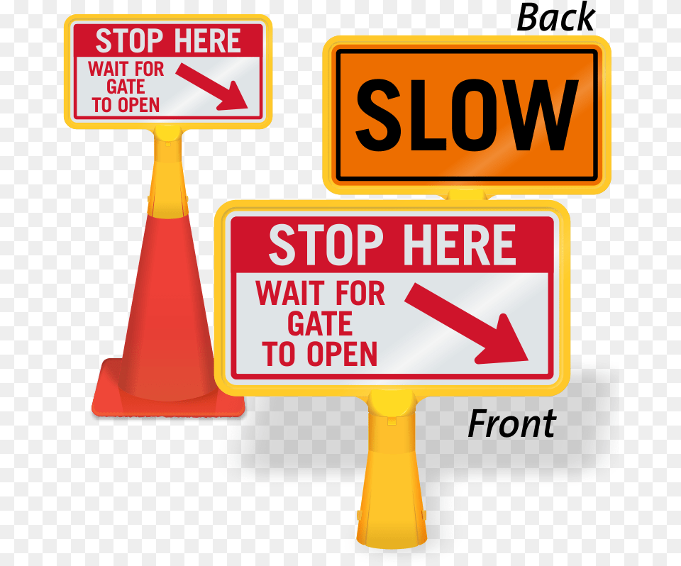 Stop Wait For Gate To Open Coneboss Sign Do Not Block Driveway Cones, Symbol, Road Sign Free Png Download