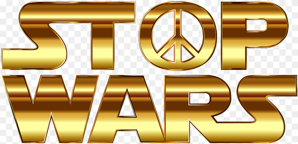 Stop Wars Peace Symbol Sign Star Wars Parody Graphic Design, Gold, Text, Number Free Png Download