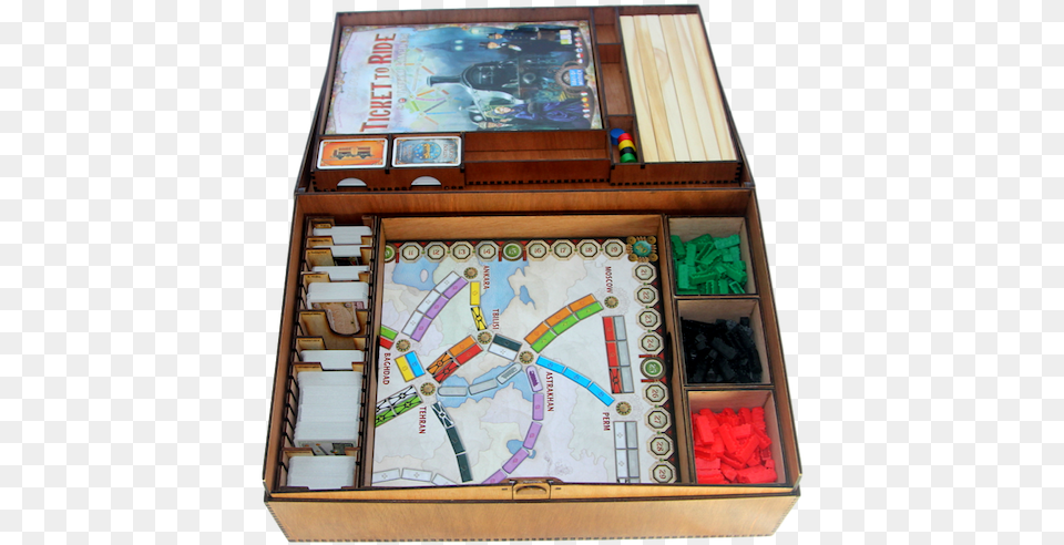 Storage Box Compatible With Ticket To Ride Ticket To Ride Wooden Box, Game, Arcade Game Machine, Furniture Png Image