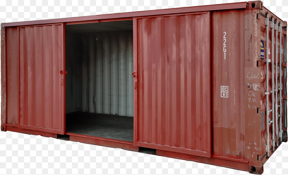 Storage Container With Barn Doors, Shipping Container, Cargo Container Free Png