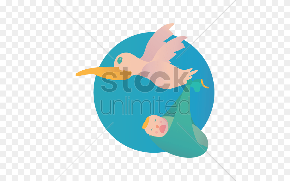 Stork Carrying A Baby Vector Animal, Beak, Bird Png Image