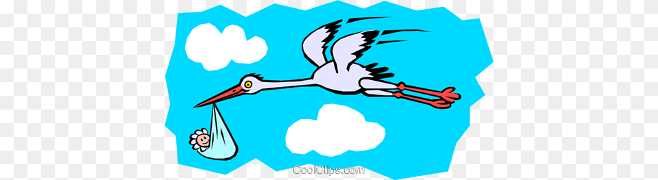Stork Carrying Baby Royalty Vector Clip Art Illustration, Animal, Bird, Waterfowl, Crane Bird Png