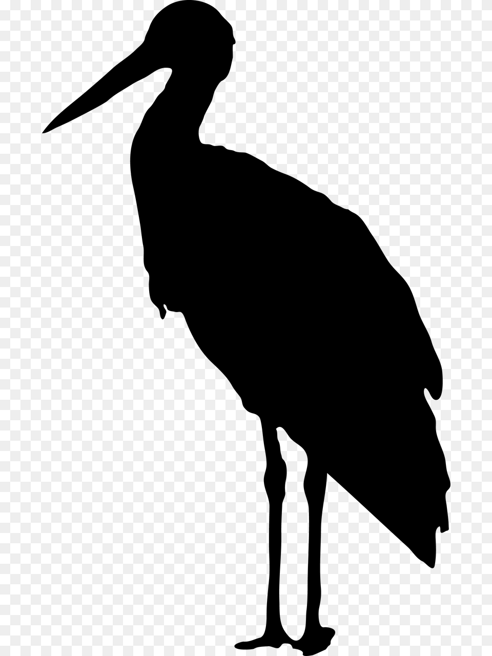 Stork Silhouette, Gray Free Png