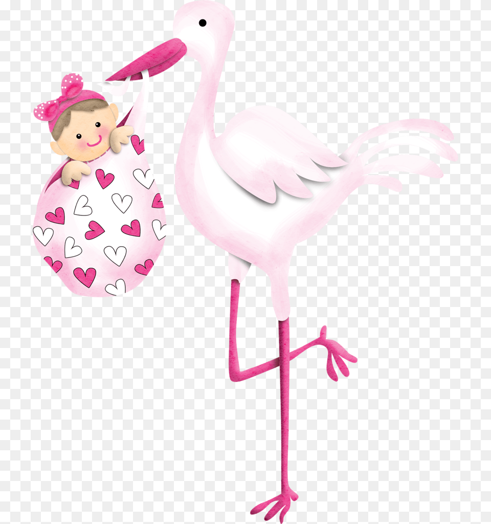 Stork Vector Flamingo Clipart Black And White Library Stork And Baby Girl Clipart Hd, Animal, Bird, Waterfowl Free Transparent Png