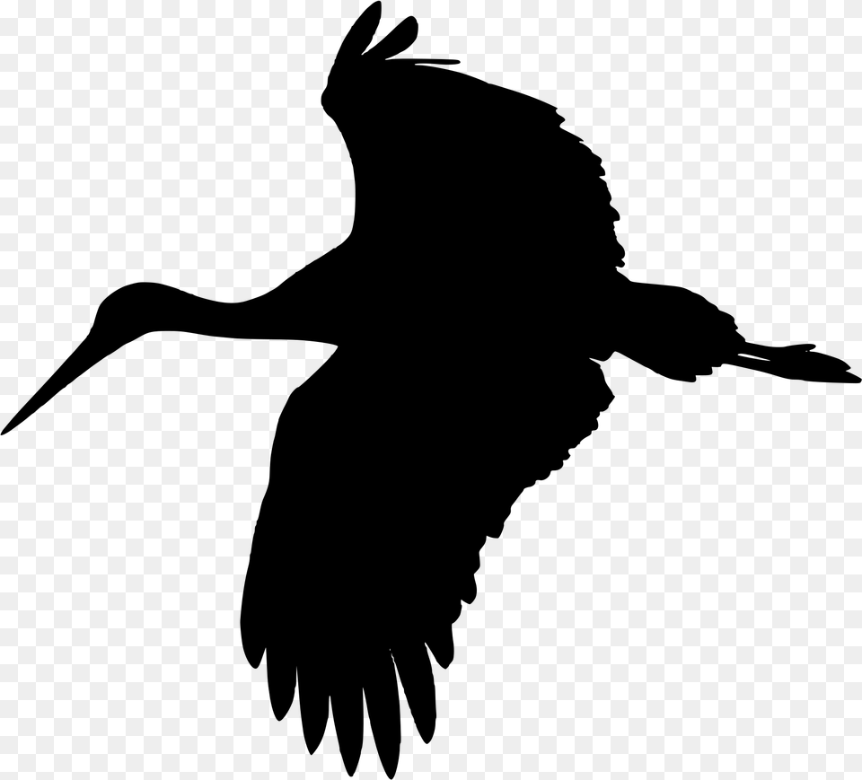 Stork Vector Svg Clipart Flying Stork, Gray Png Image