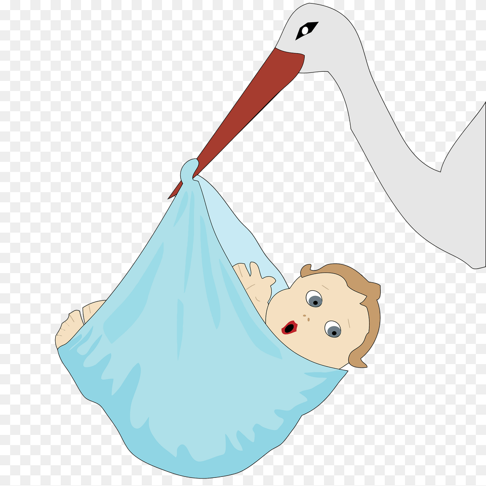 Stork With A Baby Boy Clipart, Furniture, Animal, Bird, Fish Free Png Download
