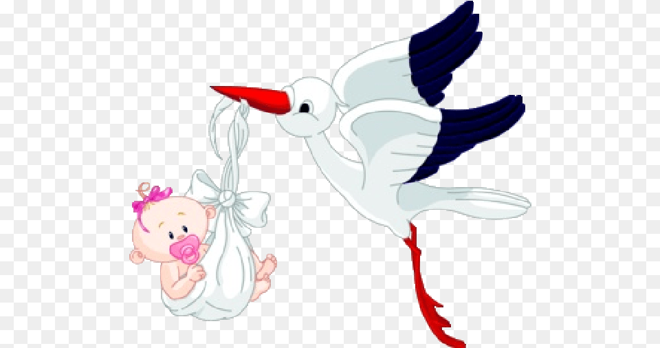 Stork With Baby Cartoon Bird Images Baby Carrying Bird, Animal, Jay, Face, Head Png Image